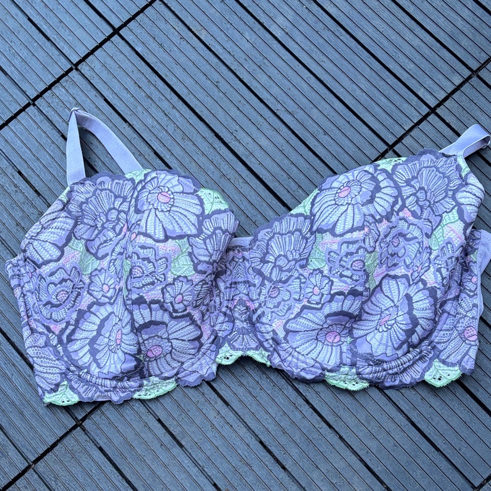 Adore Me Purple and Mint Lace Bra